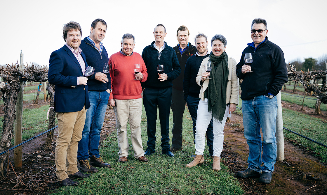 Redman Family standing in the vineyard