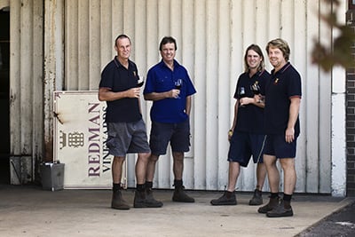 Mal, Bruce, Michael and Dan Redman at the winery today