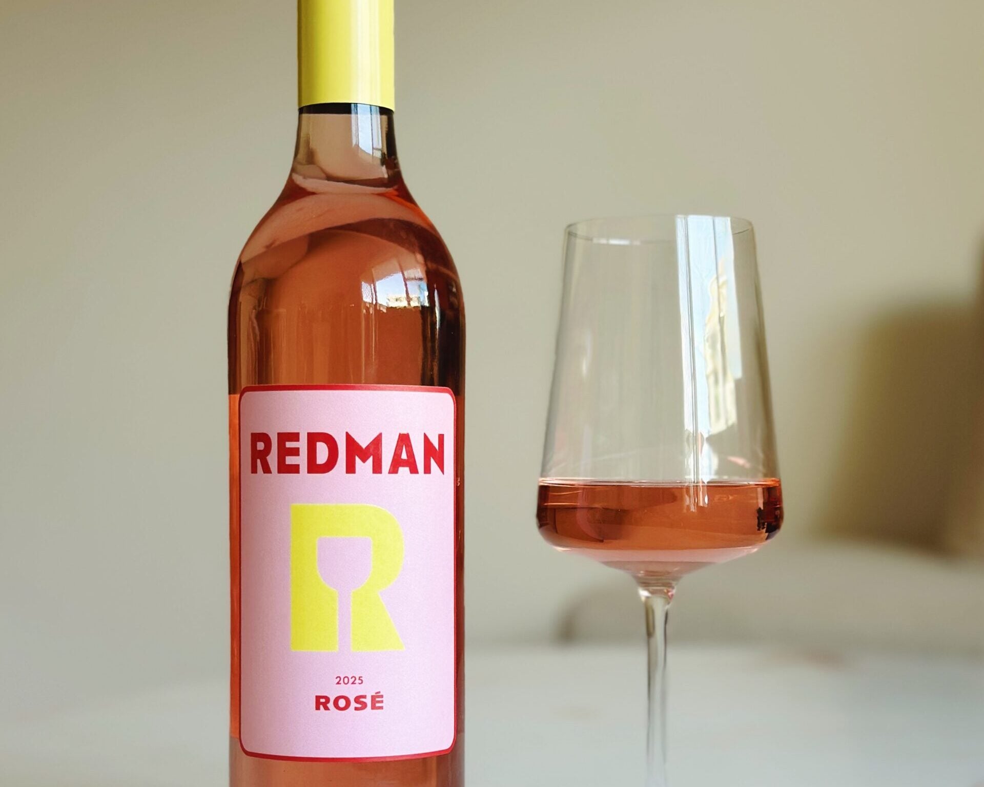 A bottle and glass of the Redman 2025 rose